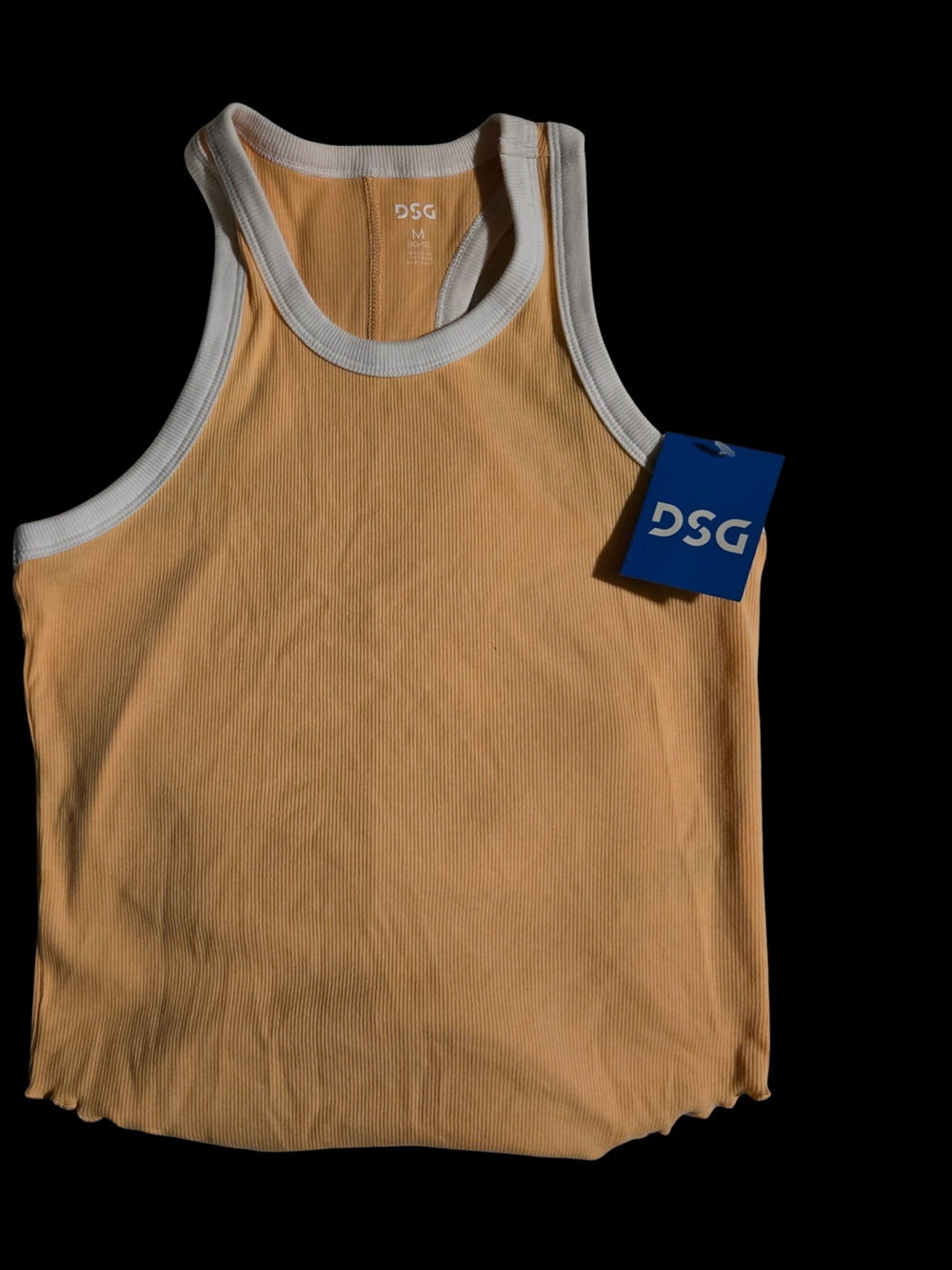 DSG Girls Ribbed Tank Top Peach  with White Trim Size Medium 10/12
